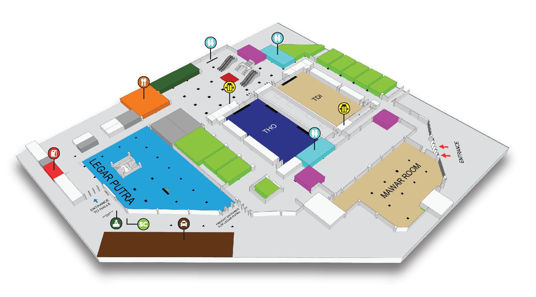 WTC Kuala Lumpur hall layout highlighting Legar Putra Hall and Tun Hussein Onn Hall